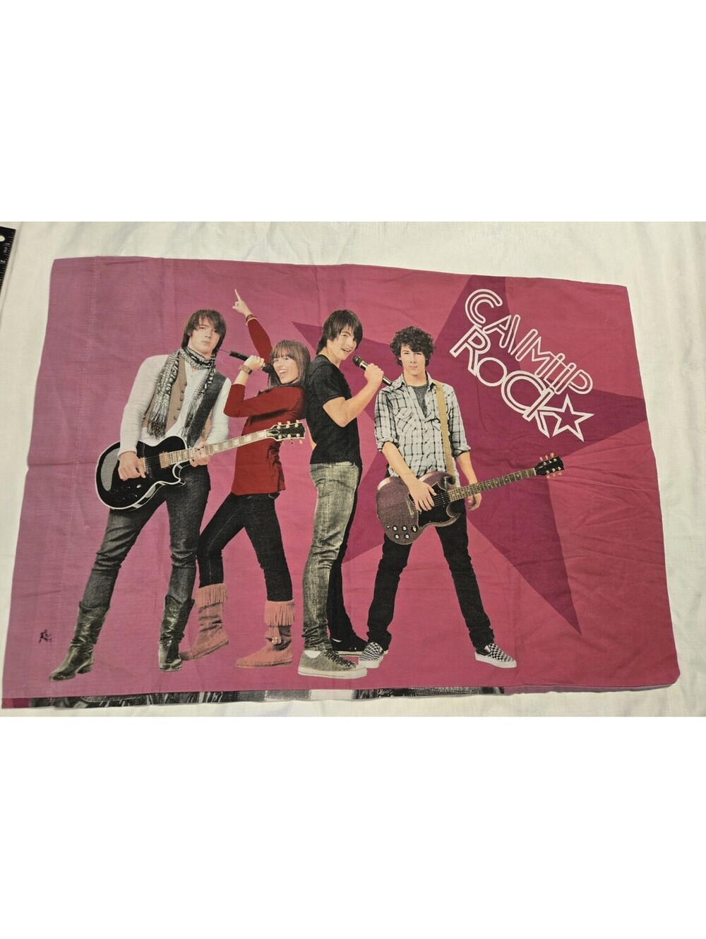 Disney Camp Rock Pillowcase Standard Jonas Brothers Demi Lovato 2008 Y2K